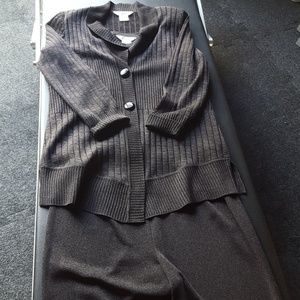 Exclusively Misook Dark Charcoal 3 Pc Pant Suit